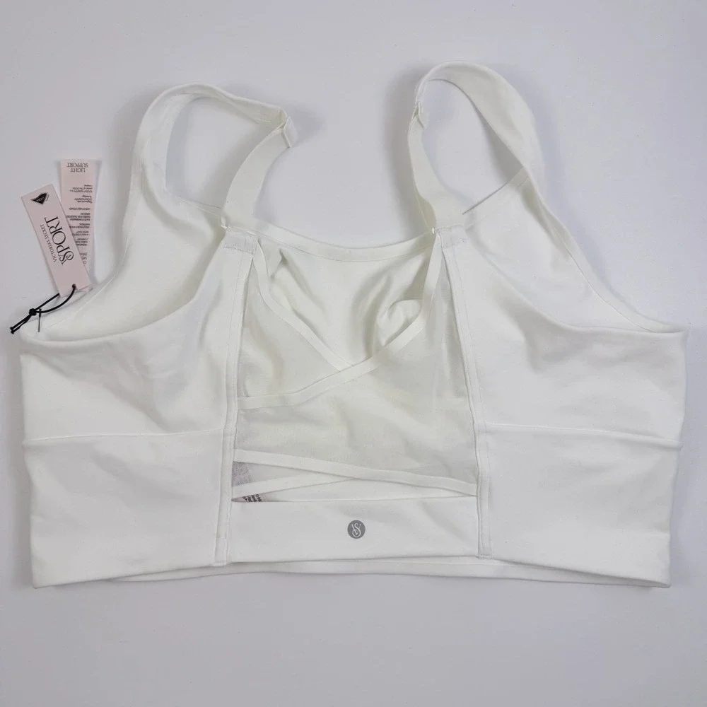 Victoria's Secret VSX Elevate Cross-Back Longline Sports Bra White XL NWT